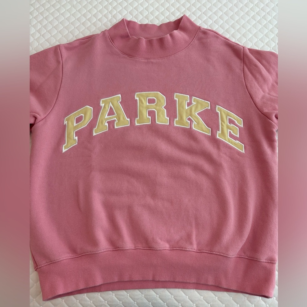 Parke pink and yellow mock neck sweatshirt